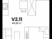 44,18 M² Apartamentai Su Balkonu Projekte - nuotraukos Nr. 3