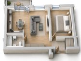 Erdvus 2 k. butas (56,01 m² + balkonas 5,47 m²). - nuotraukos Nr. 11